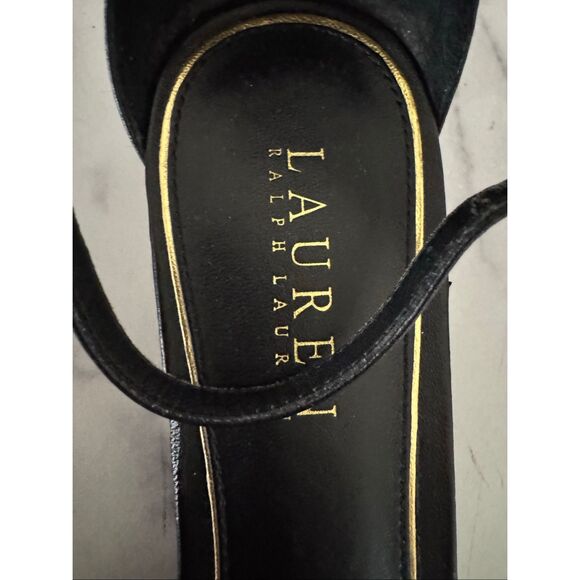 Lauren Ralph Lauren women's size 8.5-9 wedge black knot tie open toe - Picture 3 of 5